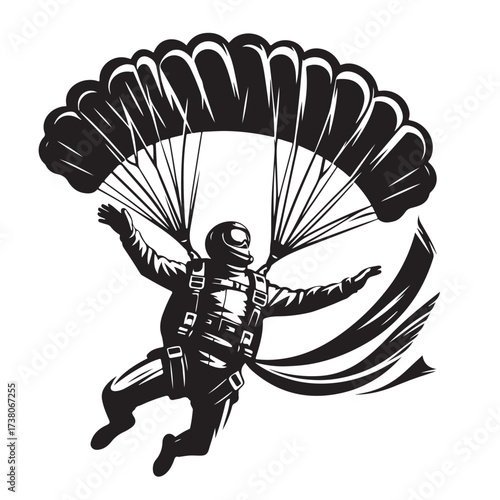 Skydiver with Parachute Silhouette
