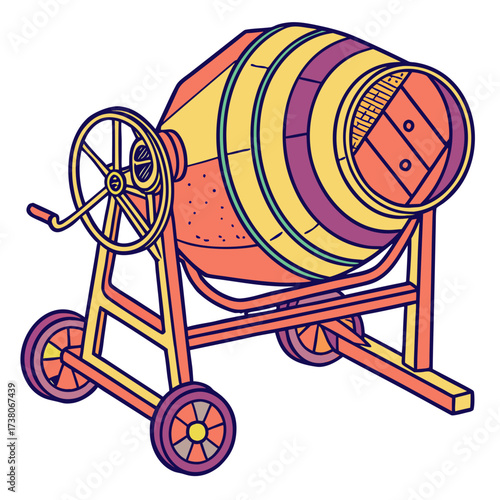 Colorful cement mixer machine vector illustration construction