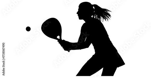 Woman playing padel tennis silhouette action shot sport activity fitness game play