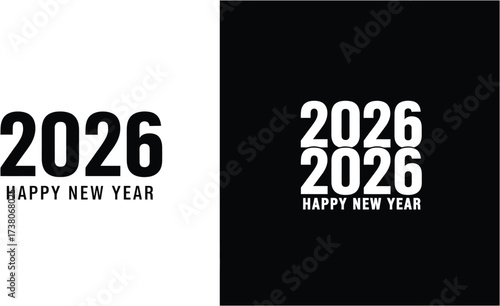 Bold modern numerals announcing the arrival of a happy new year, 2026.