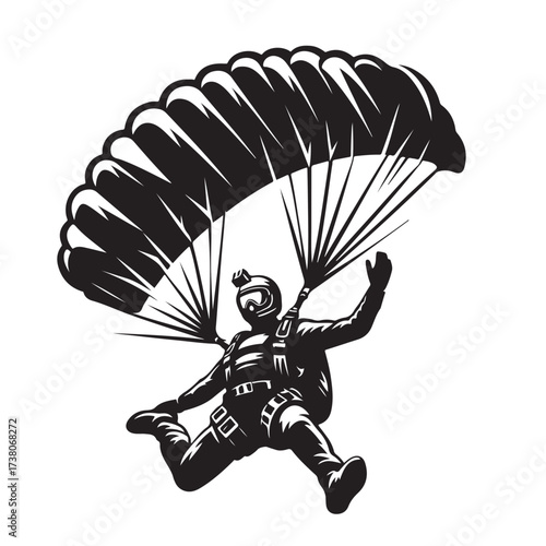 Skydiver with Parachute Silhouette