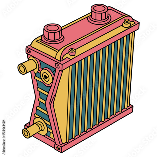 Colorful isometric vector illustration of a bus radiator