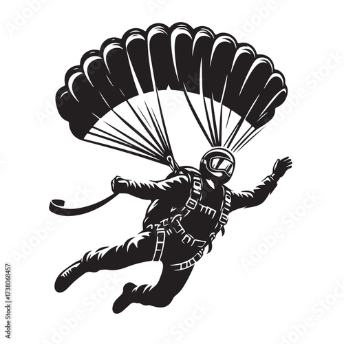 Skydiver with Parachute Silhouette