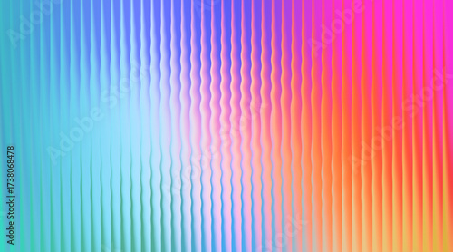 Abstract background with vertical wavy lines in a gradient of blue, purple, orange, and pink