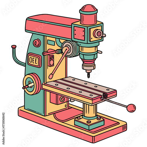 Colorful milling machine vector isolated on white drill press