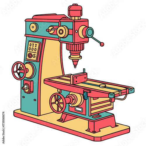 Colorful milling machine vector isolated on white industrial