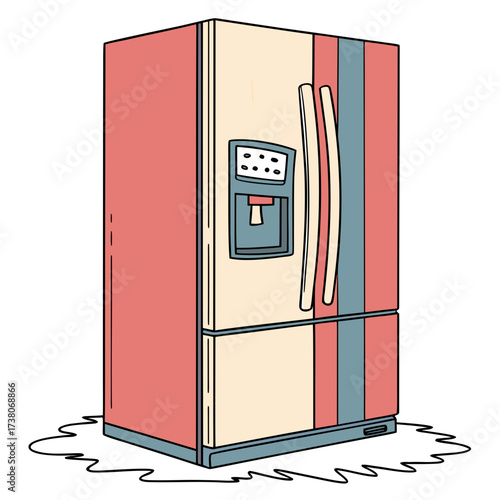 Colorful refrigerator with water dispenser and electronic panel
