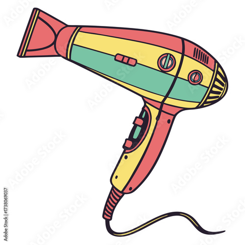 Colorful retro hair dryer vector illustration hairdryer