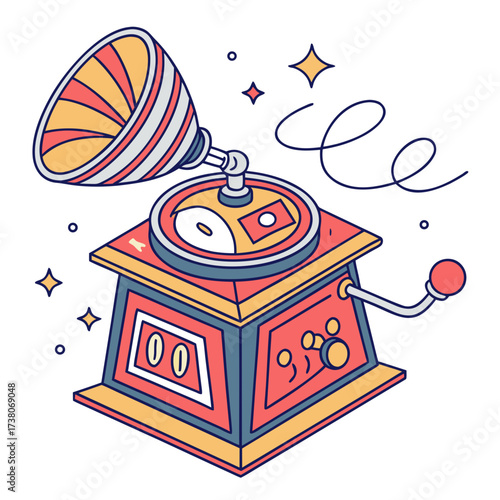 Colorful retro gramophone vector illustration vintage