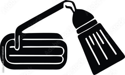 Cleaning brush and dustpan icon for efficient tidying and home maintenance chores simple graphic representation of cleaning tools