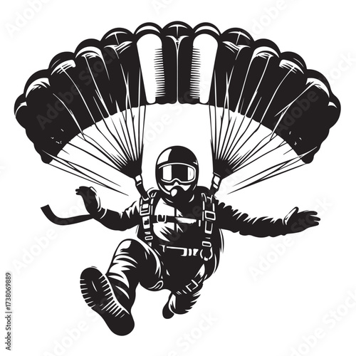 Skydiver with Parachute Silhouette
