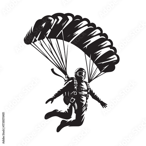 Skydiver with Parachute Silhouette