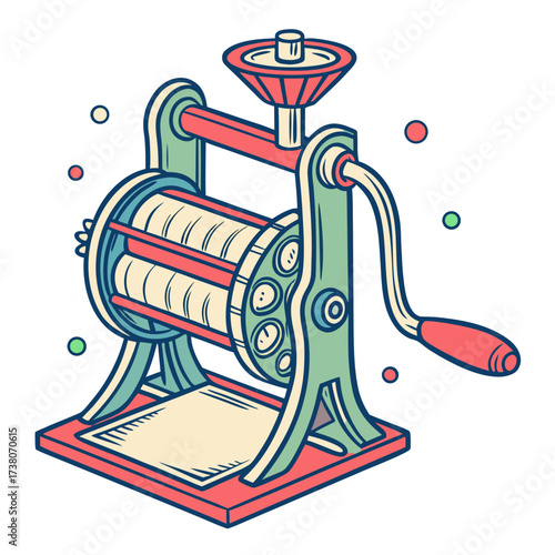 Colorful vintage printing press machine vector retro 1