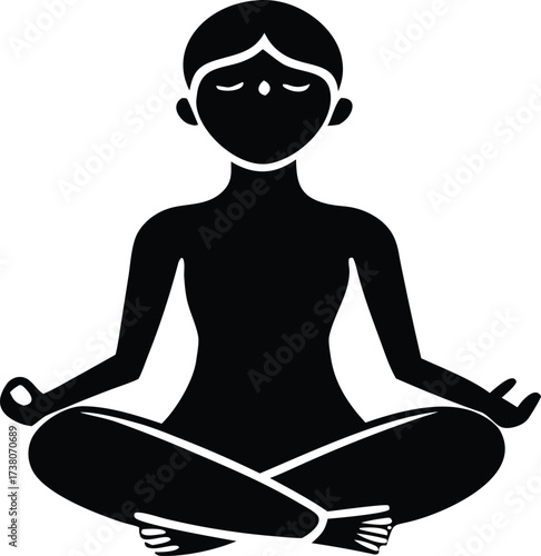 Silhouette of person meditating calmly in lotus pose for mindfulness and relaxation yoga practice