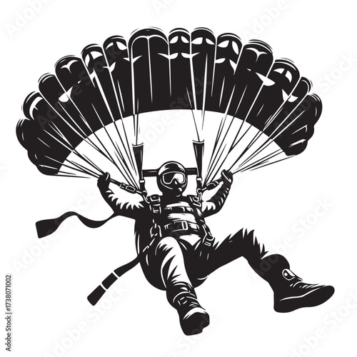 Skydiver with Parachute Silhouette