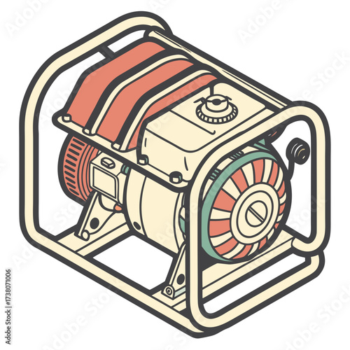 Cream and coral generator with teal accents portable generator