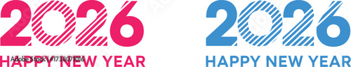 Bright and modern "Happy New Year 2026" graphic with vibrant color options