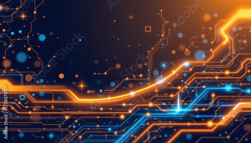 Wallpaper Mural Futuristic Digital Circuit Board with Glowing Data Streams Torontodigital.ca