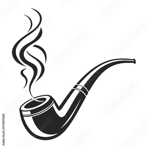 Illustration of a smoking pipe in black and white