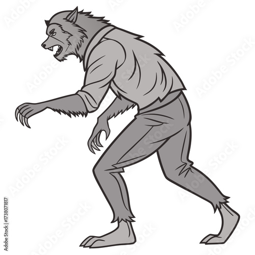 Gray Werewolf Character in Mid Transformation monster