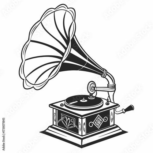 Vintage gramophone illustration, a classic device