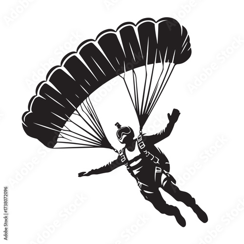Skydiver with Parachute Silhouette