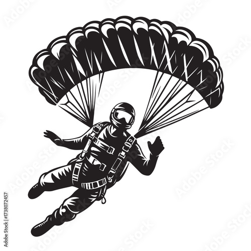 Skydiver with Parachute Silhouette