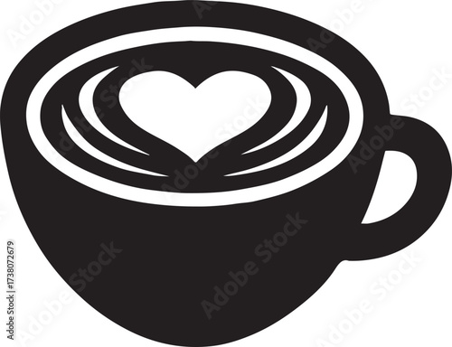 Romantic coffee latte with heart art, perfect for Valentine’s, love, cozy moments, and gifts.