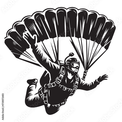 Skydiver with Parachute Silhouette