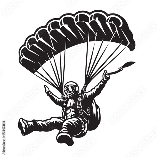 Skydiver with Parachute Silhouette