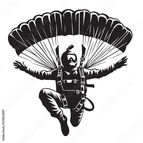 Skydiver with Parachute Silhouette