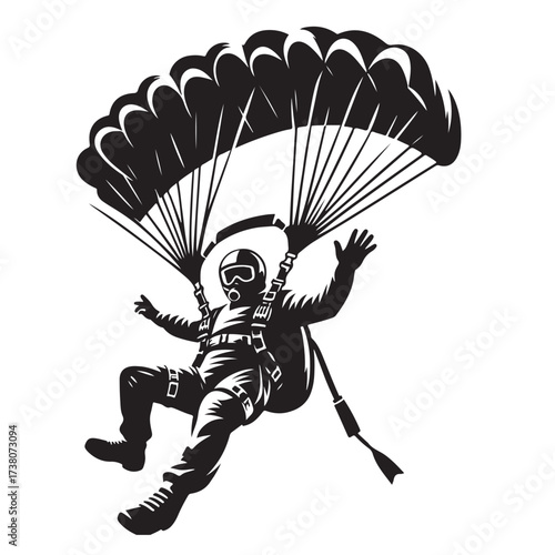 Skydiver with Parachute Silhouette