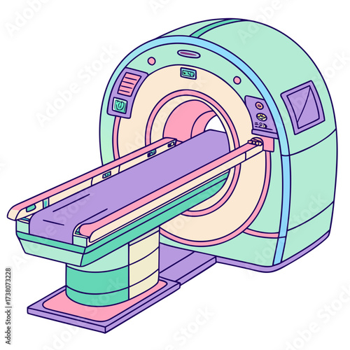 Pastel colored M R I scanner medical equipment vector