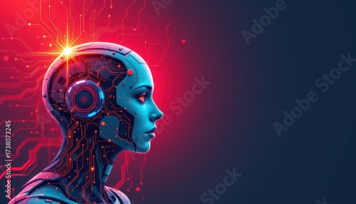 Wallpaper Mural Futuristic Female Cyborg with Glowing Circuitry Torontodigital.ca