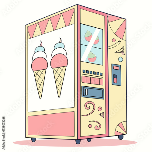 Pastel ice cream vending machine with waffle cones