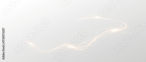 Golden curved light ribbon png with shine. Smooth gold twirl with glowing effect. Elegant festive line element. Glowing golden swirl png for decoration.	

