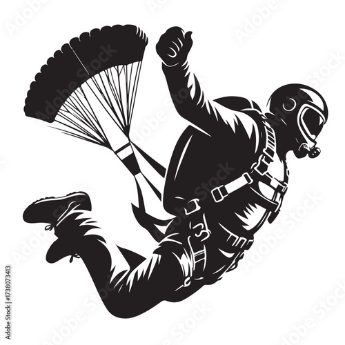 Skydiver with Parachute Silhouette