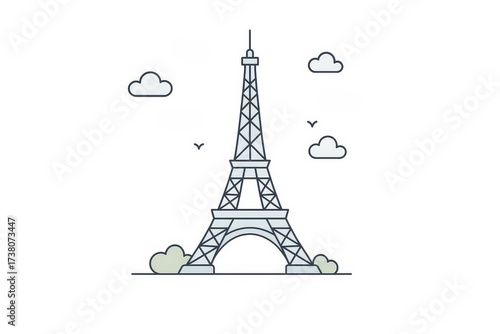 Eiffel Tower — Minimal Line Icon