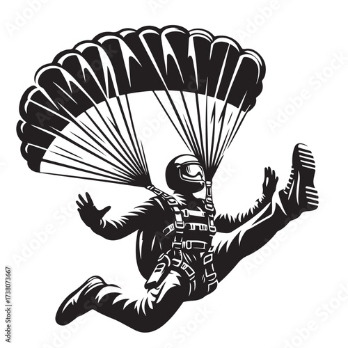 Skydiver with Parachute Silhouette