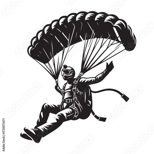 Skydiver with Parachute Silhouette