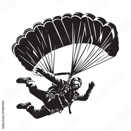 Skydiver with Parachute Silhouette
