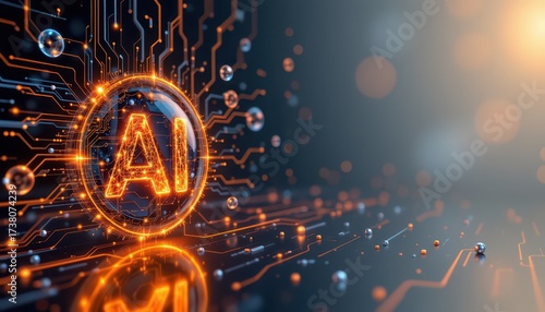 Wallpaper Mural Futuristic Digital Icon with Circuit Network Overlay Torontodigital.ca