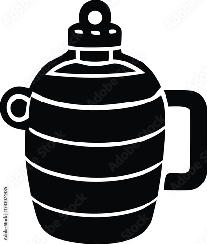 Retro style camping canteen water bottle isolated graphic for outdoor adventures and hiking trips