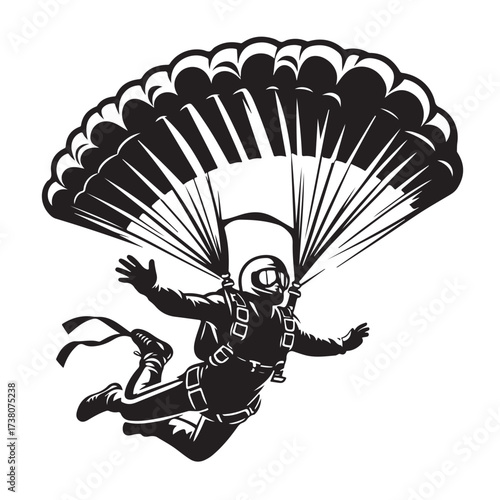 Skydiver with Parachute Silhouette