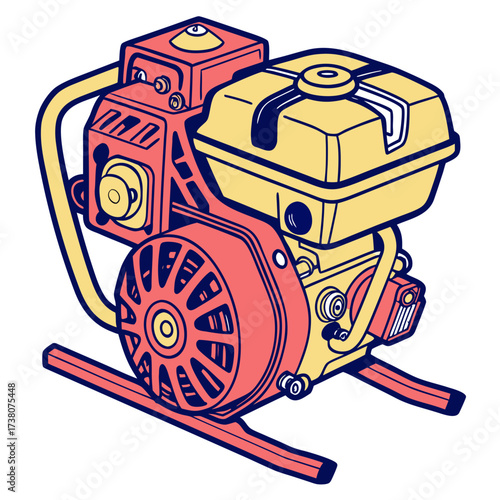 Red yellow engine machine graphic illustration motor