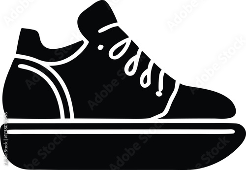 Modern sneaker silhouette icon stylish athletic footwear design for fashion and sports apparel graphics