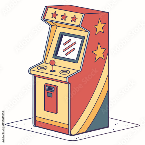 Retro arcade game machine with stars and stripes vintage