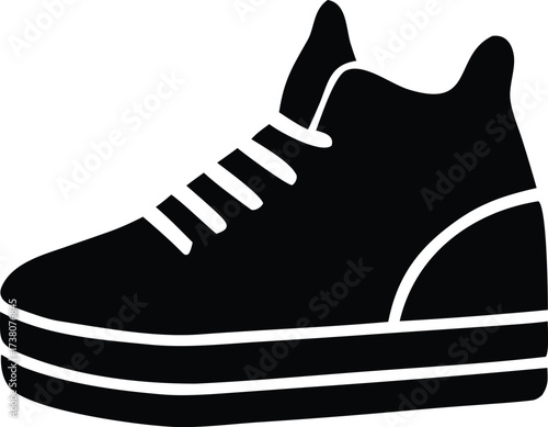 Stylish high-top sneaker silhouette icon representing modern footwear and urban fashion trends