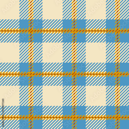 Blue seamless plaid tartan pattern, colorful natural fabric swatch, textile, geometric background