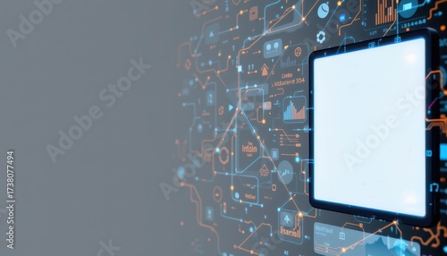 Wallpaper Mural Futuristic Digital Tablet with Network Connectivity Icons Torontodigital.ca